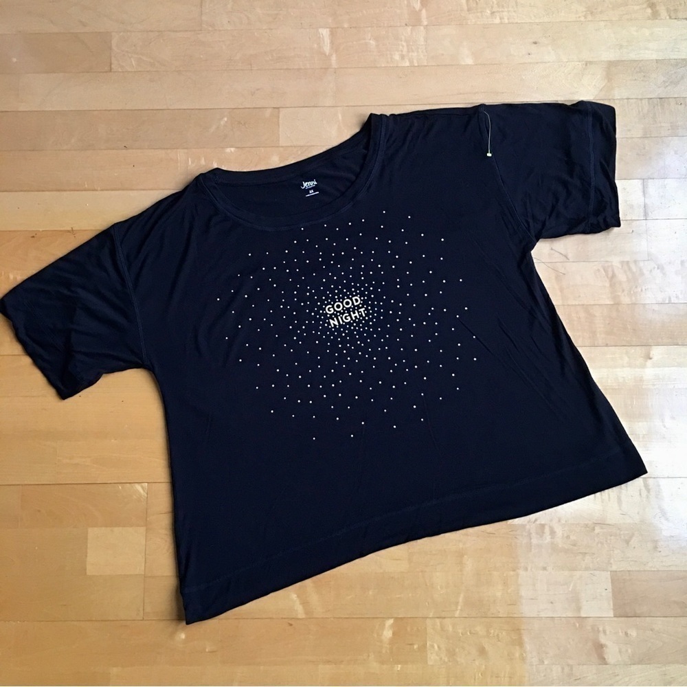 Jenni GOOD NIGHT Star Confetti Sleep Shirt, Black, Gold, White, Size 3X